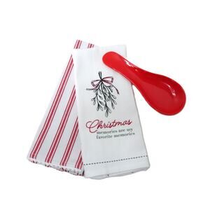 Holiday Kitchen Towel Set with Spoon Rest Christmas Memories Are My Favorite